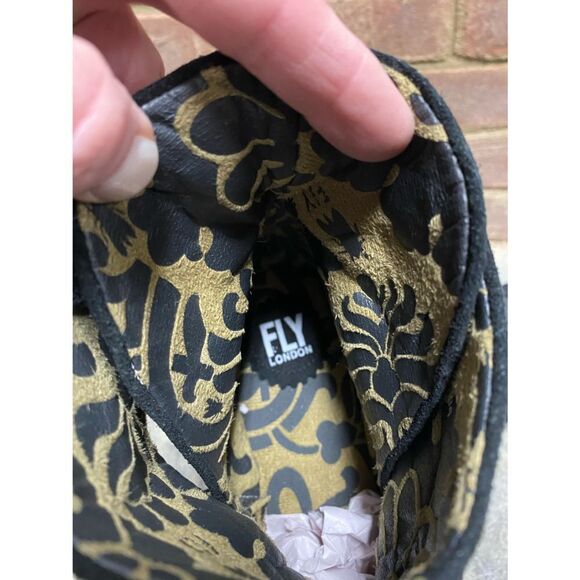 Fly London Black Leather - Suede Yama Wedge Ankle Bootie - Picture 7 of 8